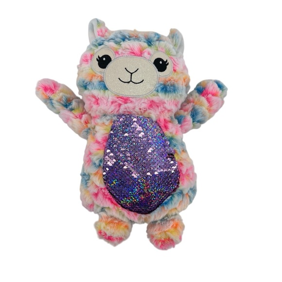 Tie Dye Sparkling Flip Sequin Belly Adorable Plush Llama - Picture 1 of 5